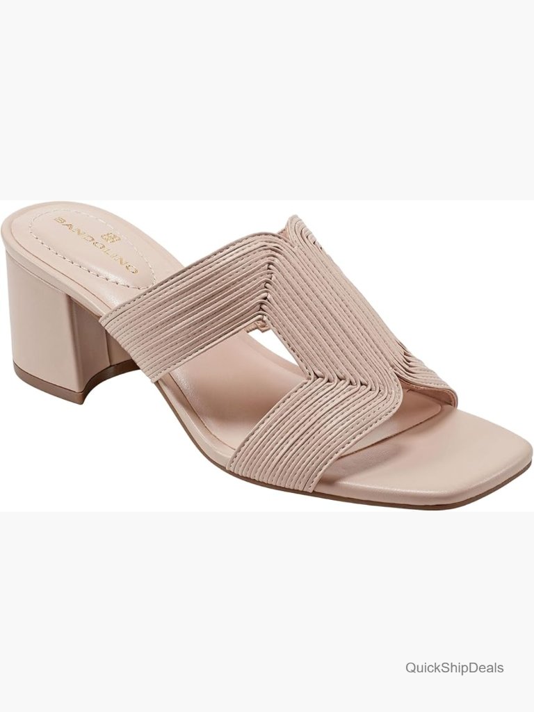 Square Toe Block Heel Slide Sandals Ankle Strap
